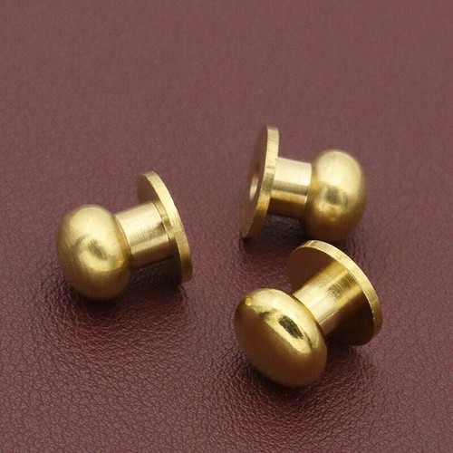 50pcs M3 Round Head Solid Brass Stud Screw Rivet Chicago Button Leather Craft - Picture 5 of 28