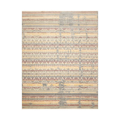 7'10'' x 10'5'' Hand Knotted Wool Peshawar Transitional Oriental Area Rug Ivory