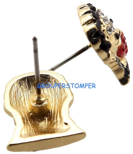 Orecchini viso maschera nuovi con strass cristallo post traforato ladro - Foto 5 di 10