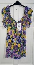 ZARA SS22 MULTICOLOUR FLORAL PRINT CORSETRY INSPIRED MINI DRESS SIZE M