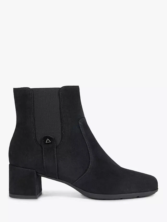 Geox Women s New Annya Suede Block Heel Ankle Boots Black UK 4