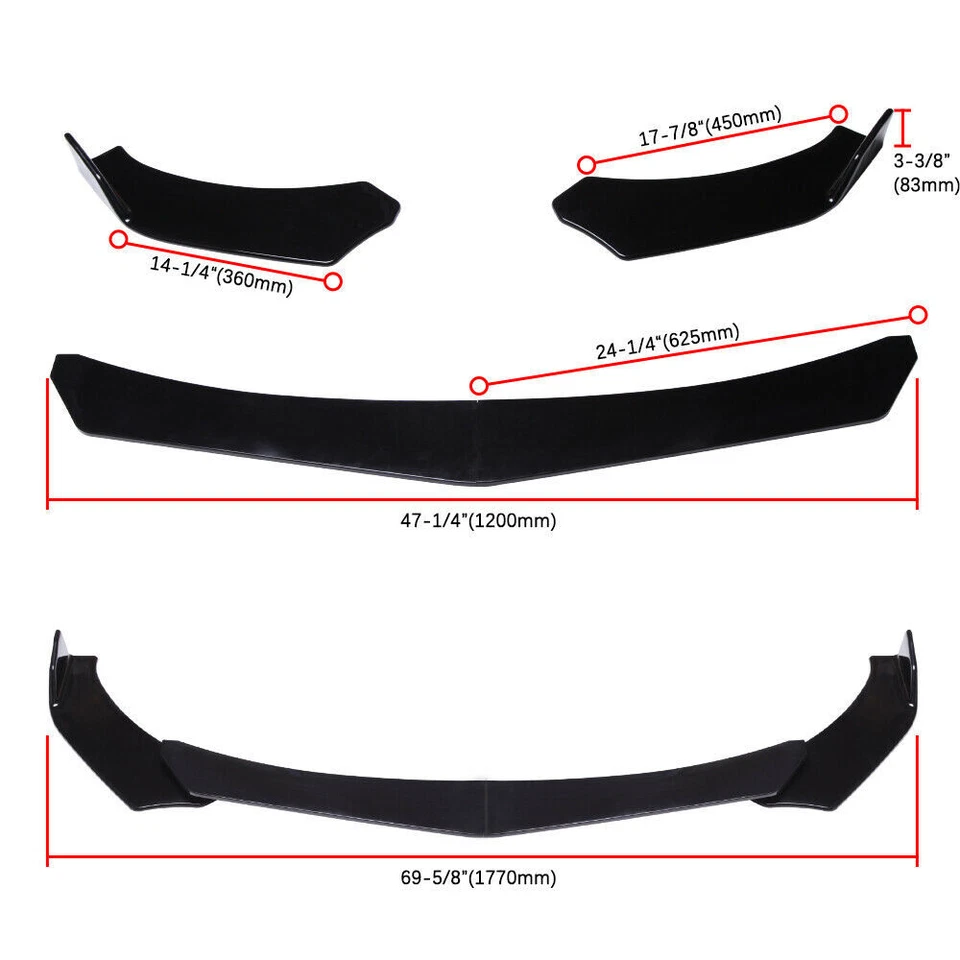 Compatível com 15-21 Dodge Challenger SRT Hellcat Front Bumper Lip Splitter + hastes de apoio de suspensão - Imagem 3 de 4