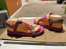 Womens Size 5 Wonder Nation Nature Rainbow Pink Sandals Adjustable MINT