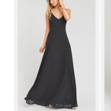 Show Me Your Mumu Black V Neck Jenn Maxi Bridesmaid Dress Size Medium
