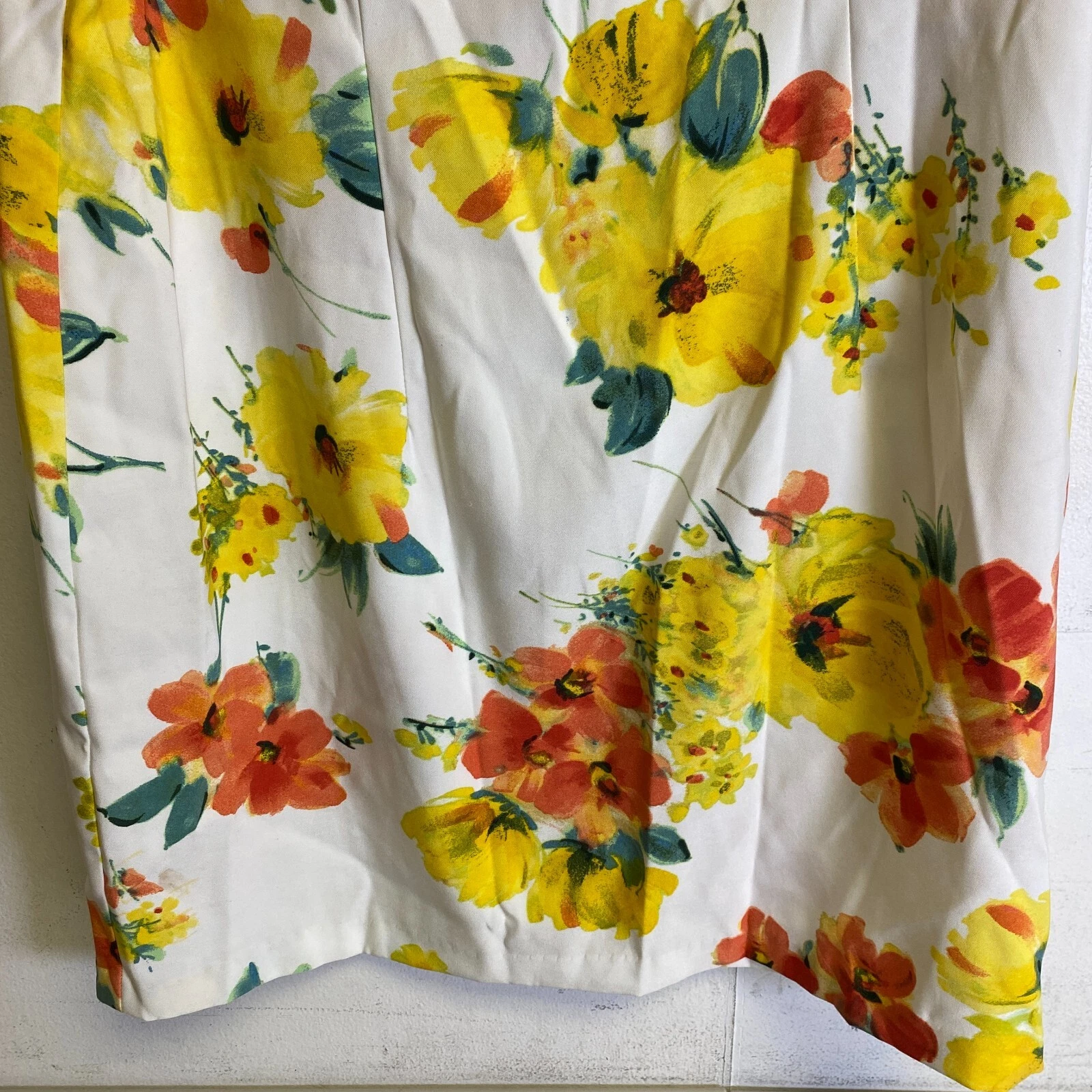 Abito senza maniche in guaina Alyx Plus taglia 18 colore bianco arancione giallo floreale