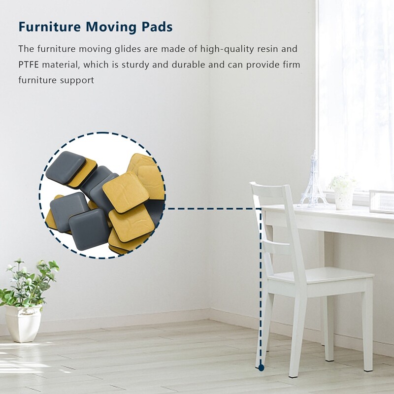 20 PCS Furniture Gliders Slider 25 x 25 mm PTFE Self Adhesive Furniture