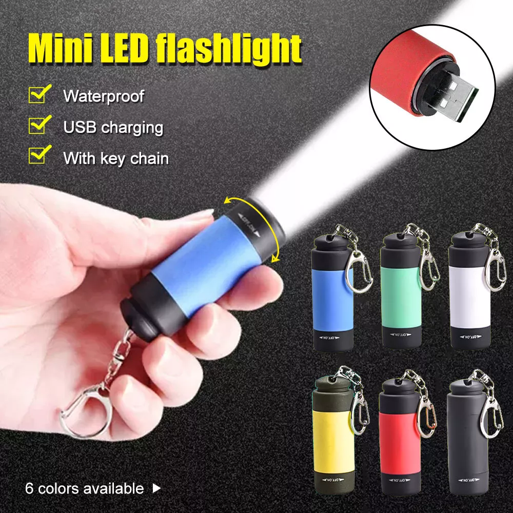 Rechargeable USB LED Light Flashlight Lamp Mini Torch Pocket Keychain Waterproof
