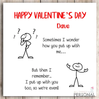 ALL THINGS PERSONAL Personalised Valentines Day Card For Boyfriend Husband Wife Valentine's Funny