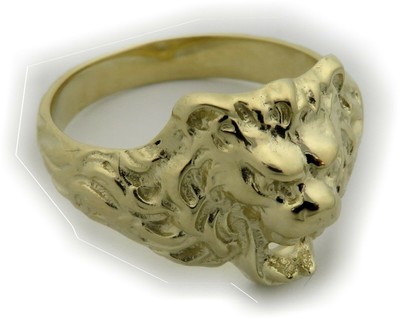 Bague Homme Or 8 Carats Tête De Lion – Personnalisable, Taille Ajustable, Neuve