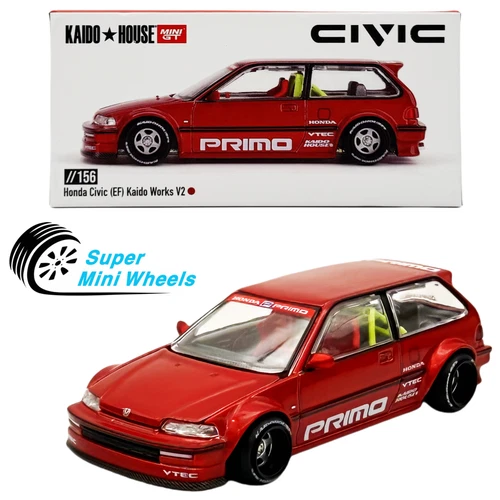 Mini GT x Kaido House 1:64 Honda Civic EF Kaido Works V2 Red KHMG156