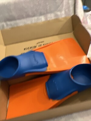 New Finis Long Floating Orange Blue Swim Flippers Fins Size JR. US 11-1 EU 30-33