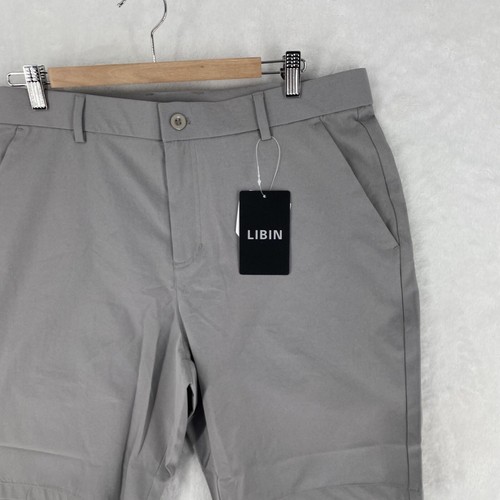 Libin Shorts Herren 36 grau 9" Schrittlänge leicht plissiert vorne Golf NEU $ 35 - Bild 2 von 10