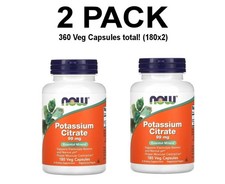Now Foods, Potassium Citrate, 2 PACK, 99 mg, 180 Veg Capsules 360 total 
