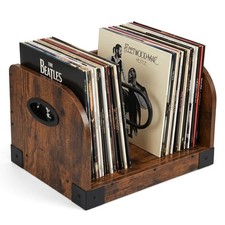 65 LP Vinyl Record Storage Rack Heavy Duty Shelf Holder with Handles Organizer