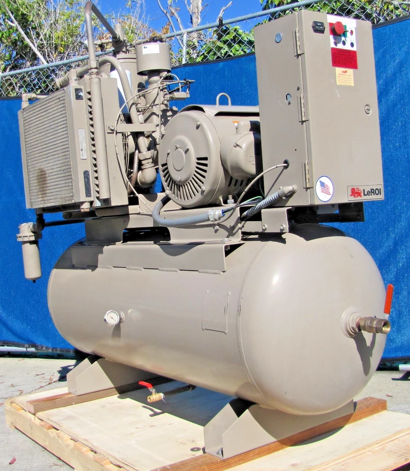 Compresor de aire de tornillo rotativo LeRoi 25 HP con tanque de aire de 120 galones 460V trifásico Foto 2 de 4