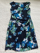 Lauren Ralph Lauren Womens Floral Ruched Sleeveless Dress Sz 14 Party Cruise Fun
