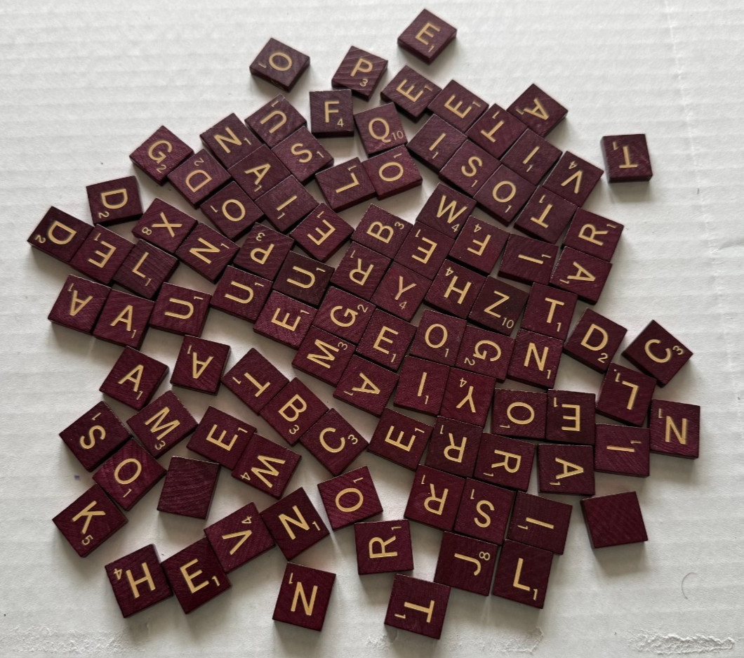 2001 Deluxe Scrabble Replacement Letter Tiles Burgundy Gold Hasbro Choose A-Z
