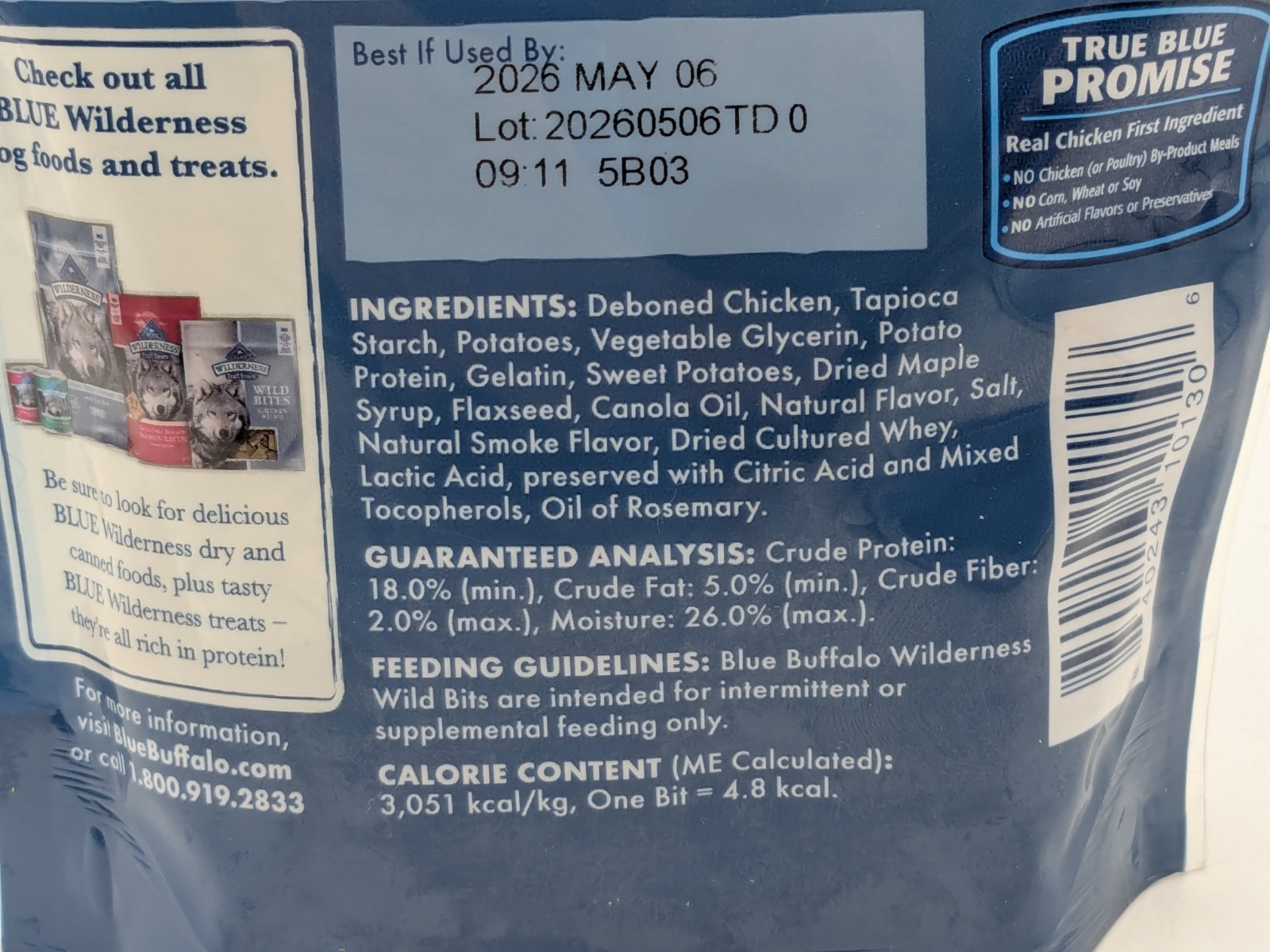 Blue Buffalo Dog Treats Lot -Wild Bites Chicken 3oz & Stix Chicken 5oz-New Pkg.