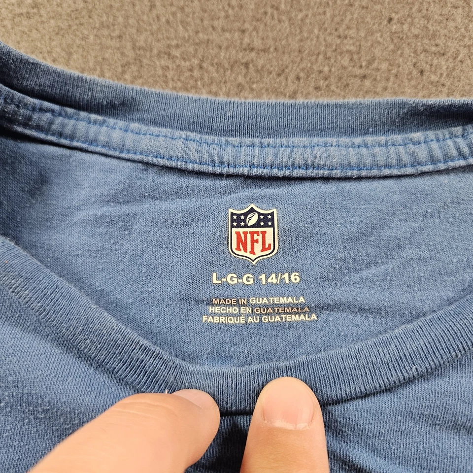 Detroit Lions Shirt Youth Large Blue NFL Football Jared Goff 16 Tee T-Shirt - Image 3 of 4