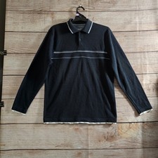 Rivers Polo Shirt  Size L Men's  Navy Long Sleeve Collar 1/4 Button