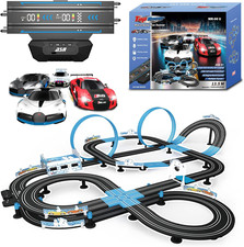 AGM MASETCH High Speed Slot Car Racing Set with LED Lap Counter, Fuel Pit Stop,