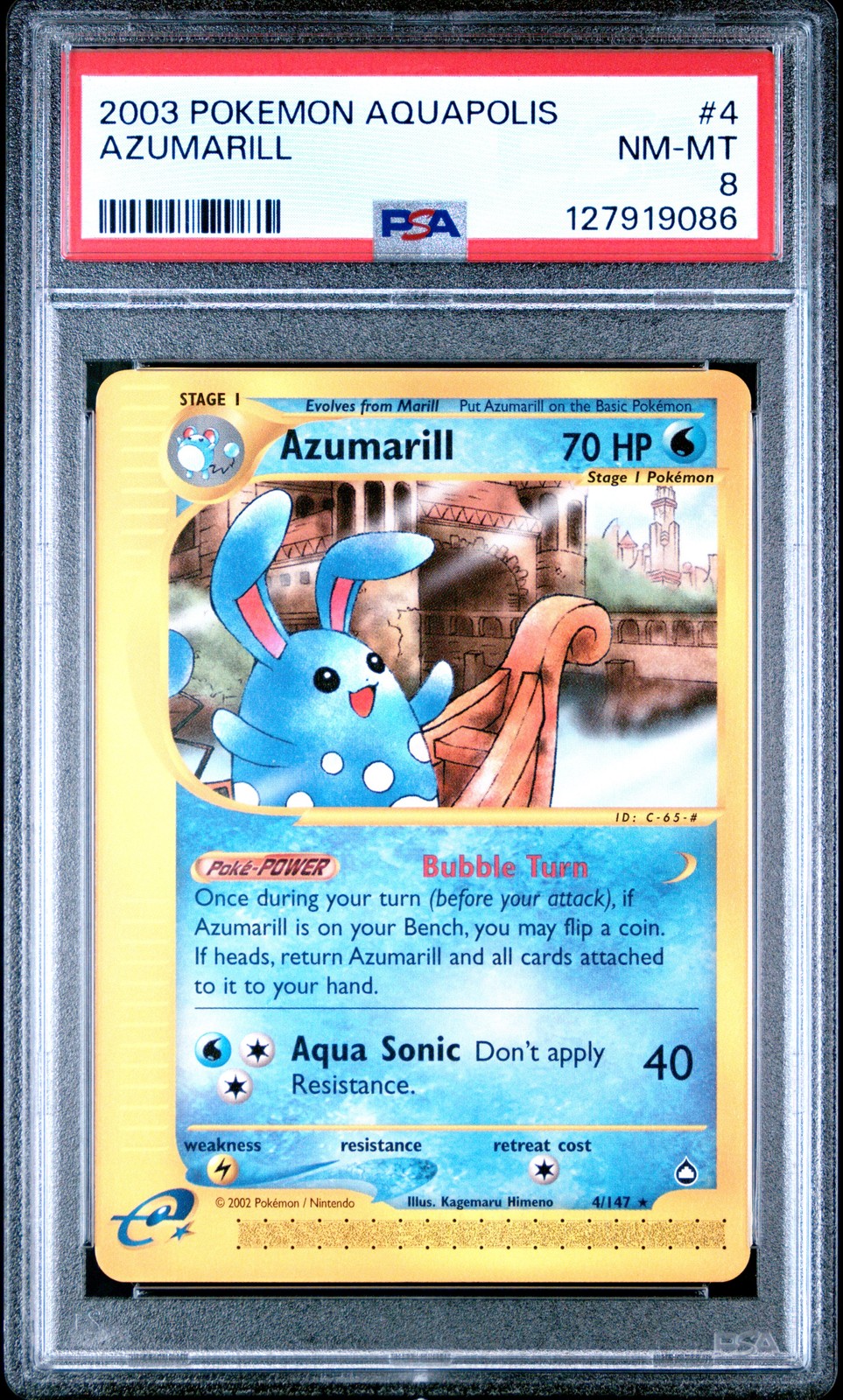 2003 POKEMON AQUAPOLIS #4 AZUMARILL PSA 8