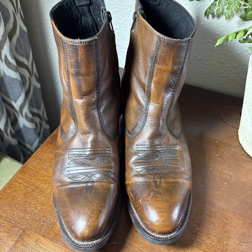 Laredo Boots Mens Sz 11.5 D Fletcher Ankle Brown Zip Western 62074 - Picture 2 of 13