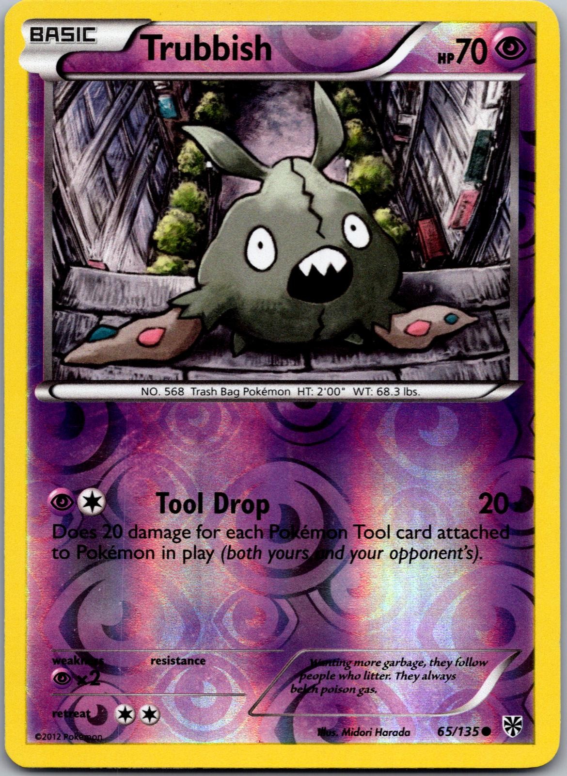 TRUBBISH 65/135 COMMON PLASMA STORM POKEMON REVERSE HOLO MIDORI HARADA 2013