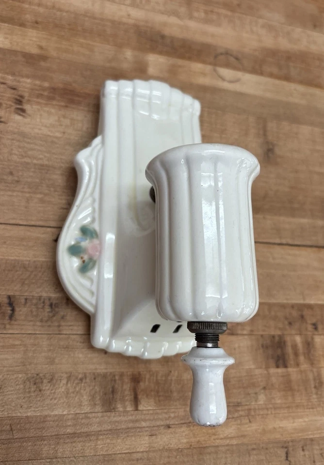 Старинный винтажный фарфоровый настенный бра с цветочным рисунком светильник фарфор? - Изображение 2 из 4