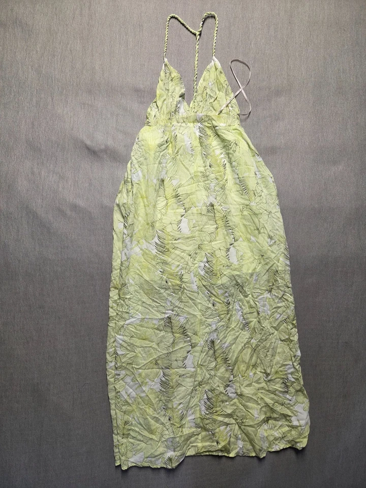 Vestido Forever 21 Mujer Talla S Verde Blanco Estampado Floral Halter Maxi Solero Línea A Foto 2 de 4