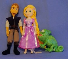 Disney Store Rapunzel-Flynn Rider-Pascal Chameleon-Plush Princess Doll Lot-3