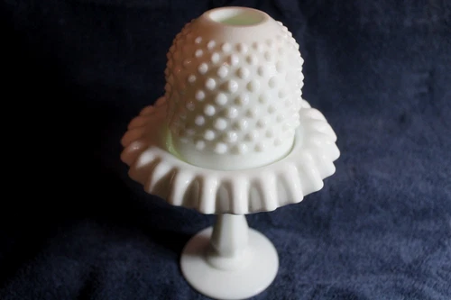 Vintage Fenton White Hobnail 3piece-Type Fairy Lamp-No Insert-  Read Description