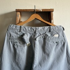 1990s Ralph Lauren Polo Buckleback Grey Cotton Chino Made In USA 36 x 31