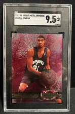 1997-98 SKYBOX METAL UNIVERSE TIM DUNCAN ROOKIE CARD #66 SGC 9.5 MINT+ SPURS. rookie card picture