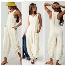 Daily Practice Horizon Wide-Leg Knit Jumpsuit Ivory Anthropologie Size XS
