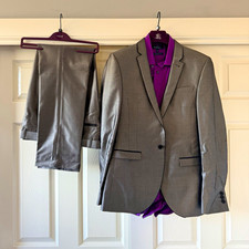NEXT Men’s Grey Tailored 2-Piece Suit 40R/34R Single-Breasted One-Button