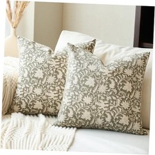 Floral Throw Pillow Covers 20x20 Farmhouse 20" x 20" Pack of 2 Olive Green