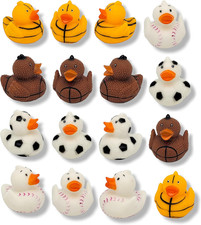Sport Themed Rubber Ducks 2"  12 Pack Cute Duckies Bath Tub Pool Toys. Assor