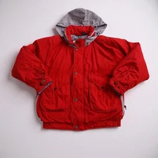 VTG Mighty Mac Coat S 40 Red Duck Down Filled Zip Hooded Outdoor Gorpcore 90s