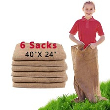Alytree 6 Pack Burlap Potato Sack Race Bags, 24"x40" Outdoor Lawn Set of 6