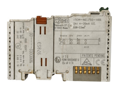 Wago 750-466 Analog Input Terminal 2-Channel 4-20mA Singl - Terminal Fieldbus