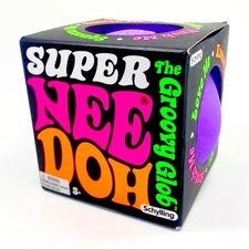 Schylling Super Nee Doh Groovy Glob Gel Squeeze Ball Glow in Dark Purple 3 in