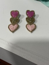 Beaded Heart Earrings - Boutique - Pre-owned