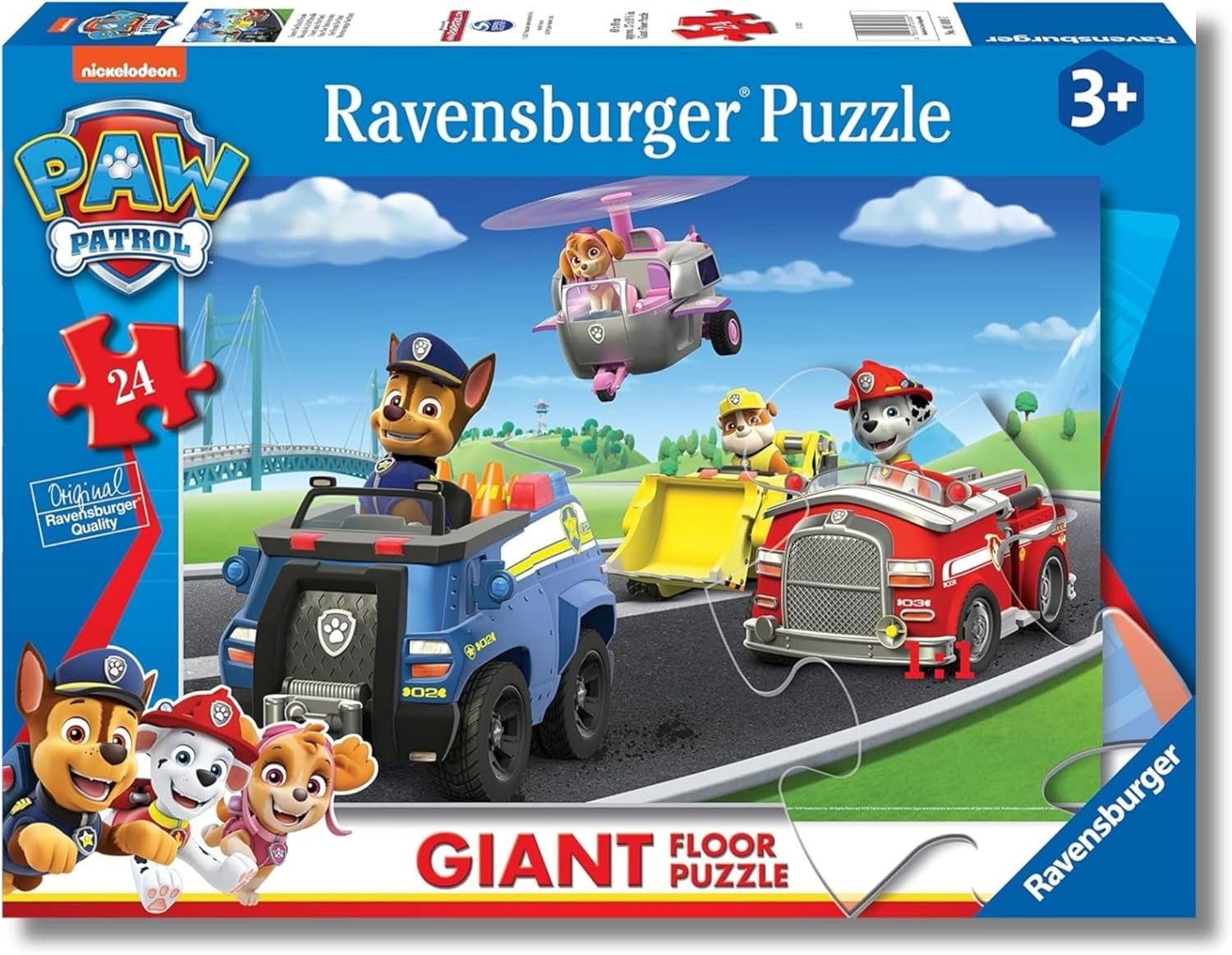 Puzzle PAW PATROL 24 pezzi Gioco Ravensburger Chase Marshall Skye Rubble Cucciol