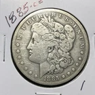 1885-CC MORGAN SILVER DOLLAR, VG/F DETAILS