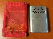 Vintage Jon E Aladdin Pocket Hand Warmer Cigarette Lighter Felt Pouch USA