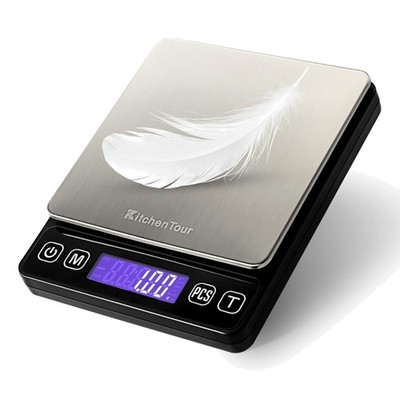 Digitale Küchenwaage 500g 0,01g Präzisionswaage LCD Backlight Edelstahl