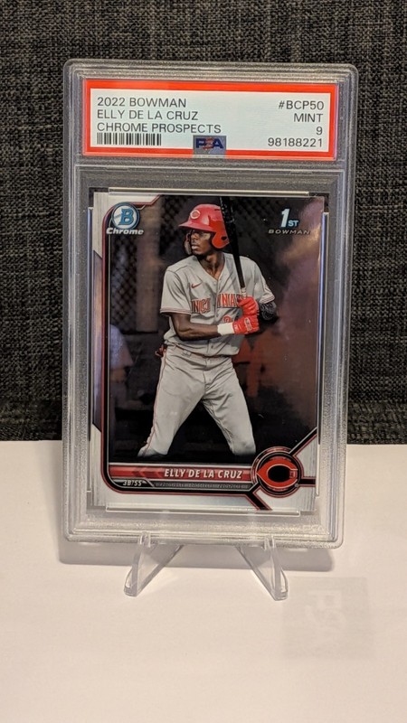 Elly De La Cruz RC: 2022Bowman Chrome Prospects, 1st Bowman, #BCP50, PSA9!