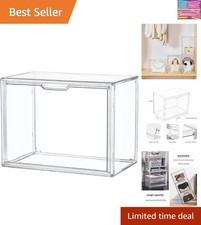 Clear Acrylic Display Case, Stackable Plastic Storage Bins with Magnetic Attr...