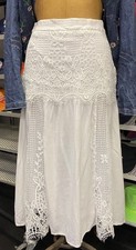 NWT Farm Rio White Eyelet Lace Midi Skirt Style 254197 RARE Boho Cottagecore